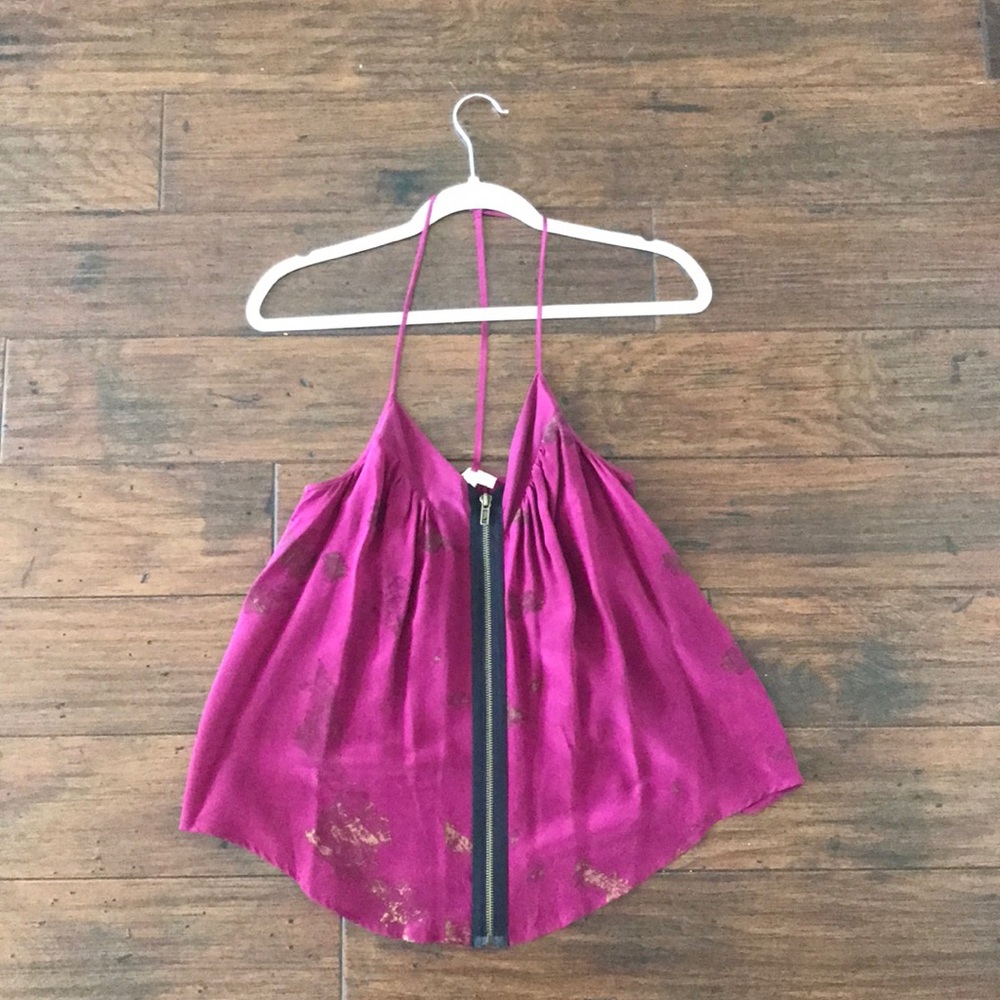 Strappy Purple Silk Tank top